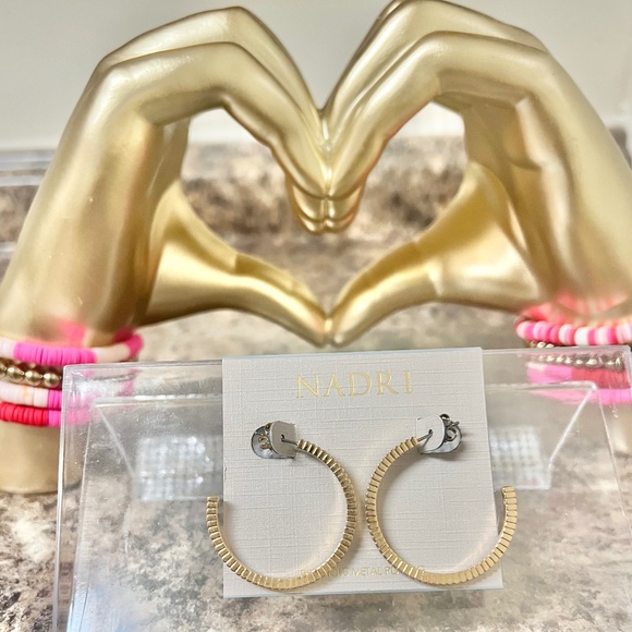 NWT Nadri Gold Hoop Earrings - Picture 2 of 6